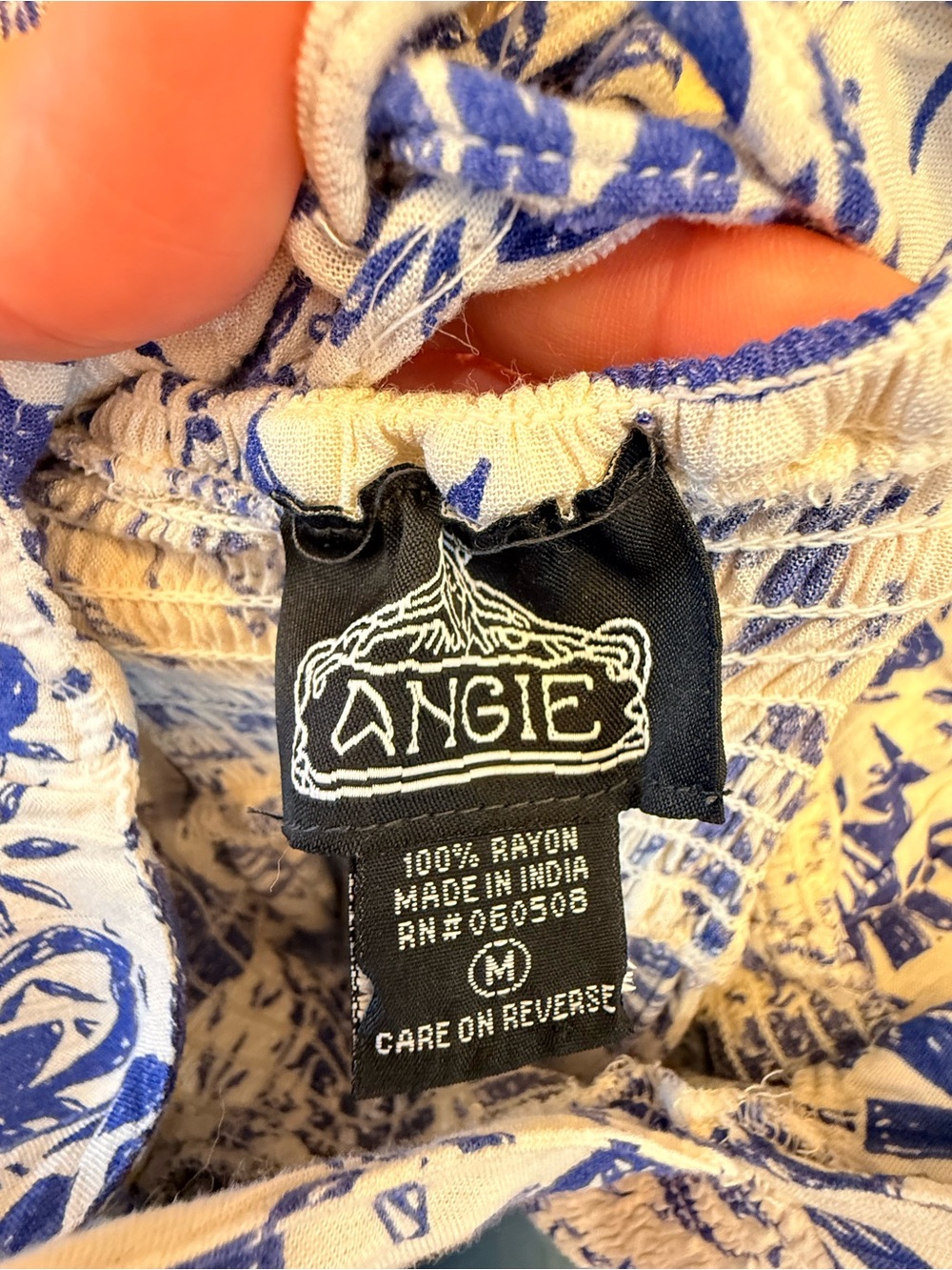Angie Blue White Floral Maxi Dress Medium Boho - Picture 3 of 3